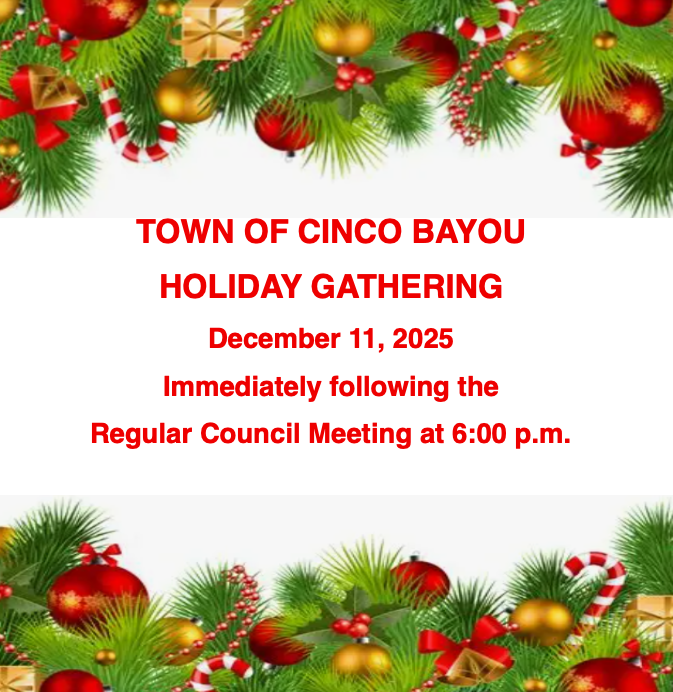 TOWN OF CINCO BAYOU HOLIDAY GATHERING FLYER